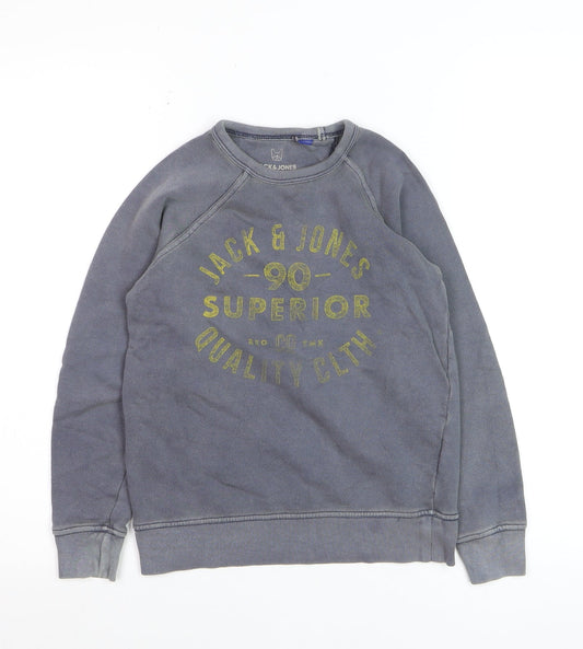 Jack & Jones Boys Grey Pullover Graphic Print Cotton Jumper 10 Years