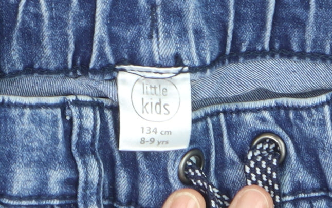 Little Kids Girls Blue Denim Jegging Jeans 8-9 Years Elastic Waist Drawstring