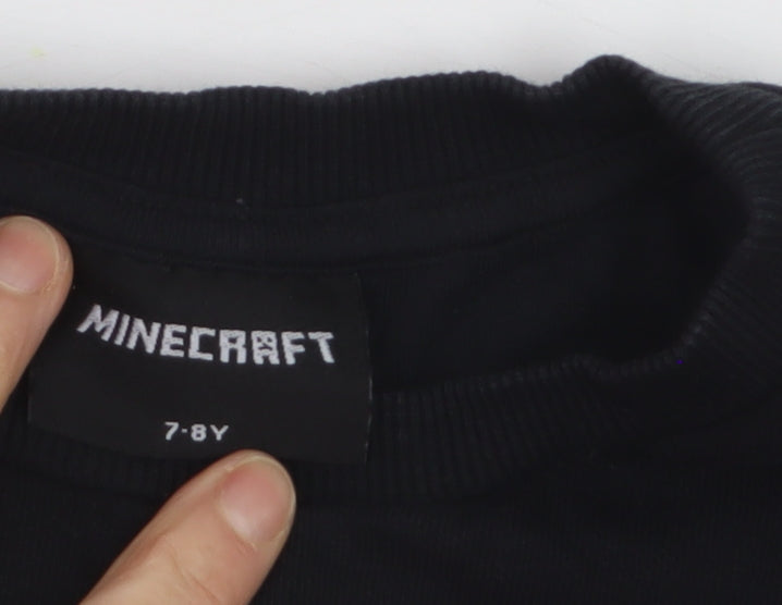 Minecraft Boys Black Sequin Christmas Sweatshirt 7-8 Years Pullover