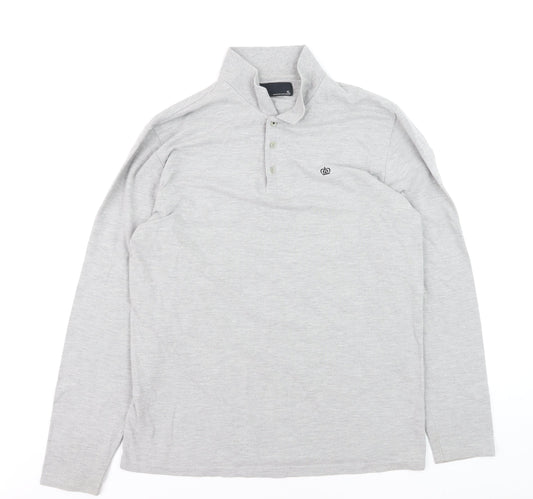Next Men’s Grey Long Sleeve Polo Shirt XL Classic Fit