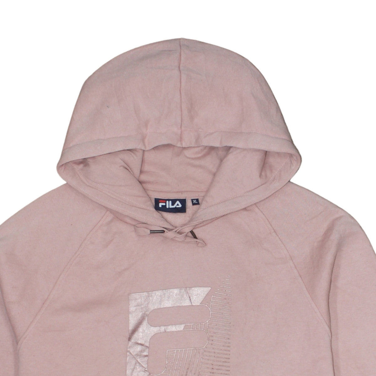 Additional view of Fila women’s pink xl pullover hoodie sweatshirt with metallic logo