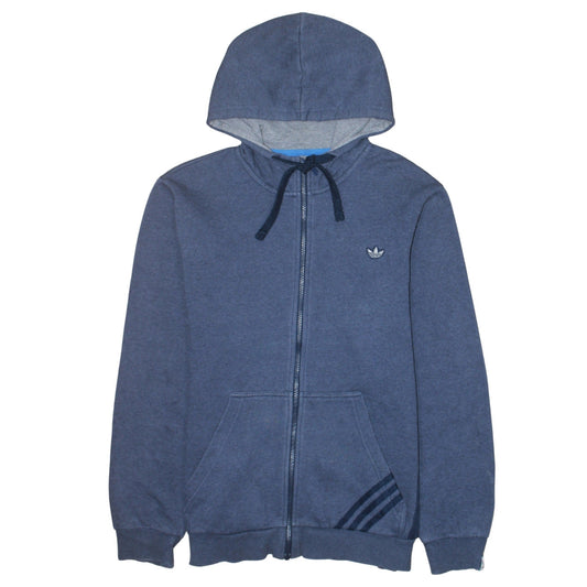 Adidas Men Blue Full Zip Hoodie L Regular Fit Sports Sweatshirt