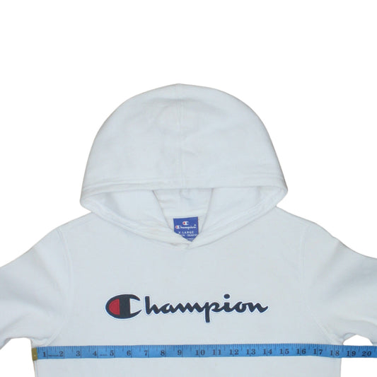 Champion Boys White 13-14 Yrs Pullover Hoodie with Logo Print
