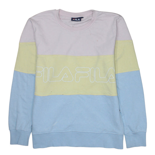 FILA Women Pastel Colourblock Crew Neck Pullover Sweatshirt L