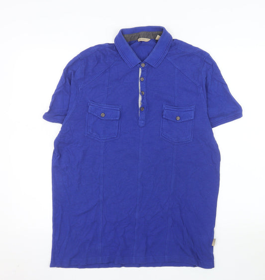 Ted Baker Men's Blue Cotton Modal Polo Shirt Size 6 XL