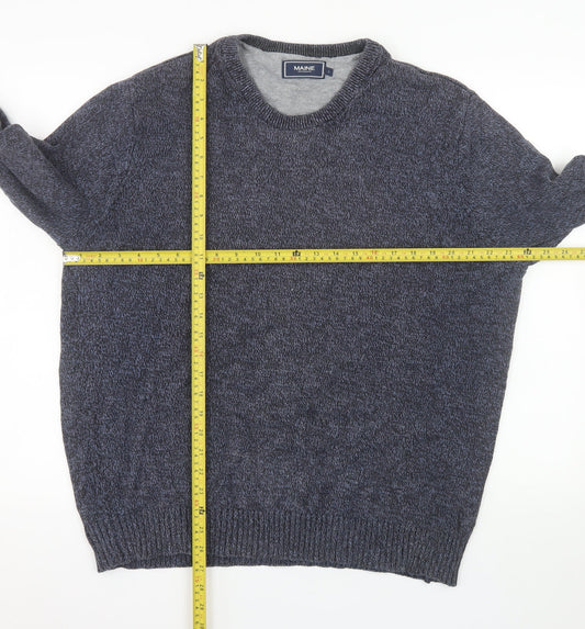 Maine New England Men’s Blue Cotton Knit Crew Neck Jumper L