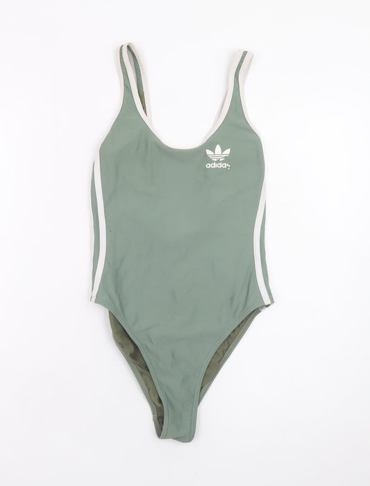 Adidas Womens Green One Piece Swimsuit Size 8 Sports Style