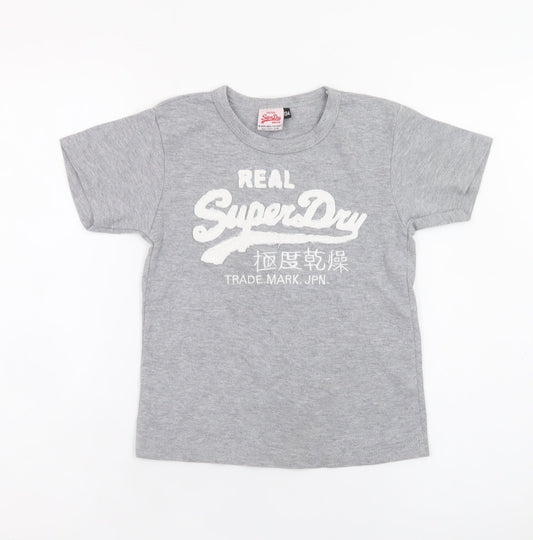 Superdry Boys Grey Graphic Logo T-Shirt 9 Years Regular Fit Short Sleeve