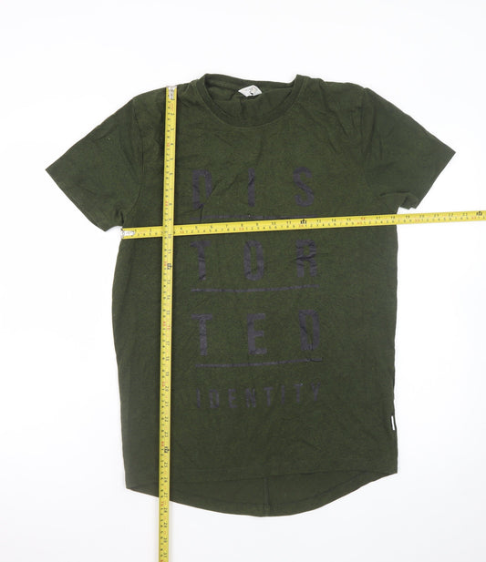 Jack & Jones Men's Green Graphic Print Crew Neck T-Shirt Size L