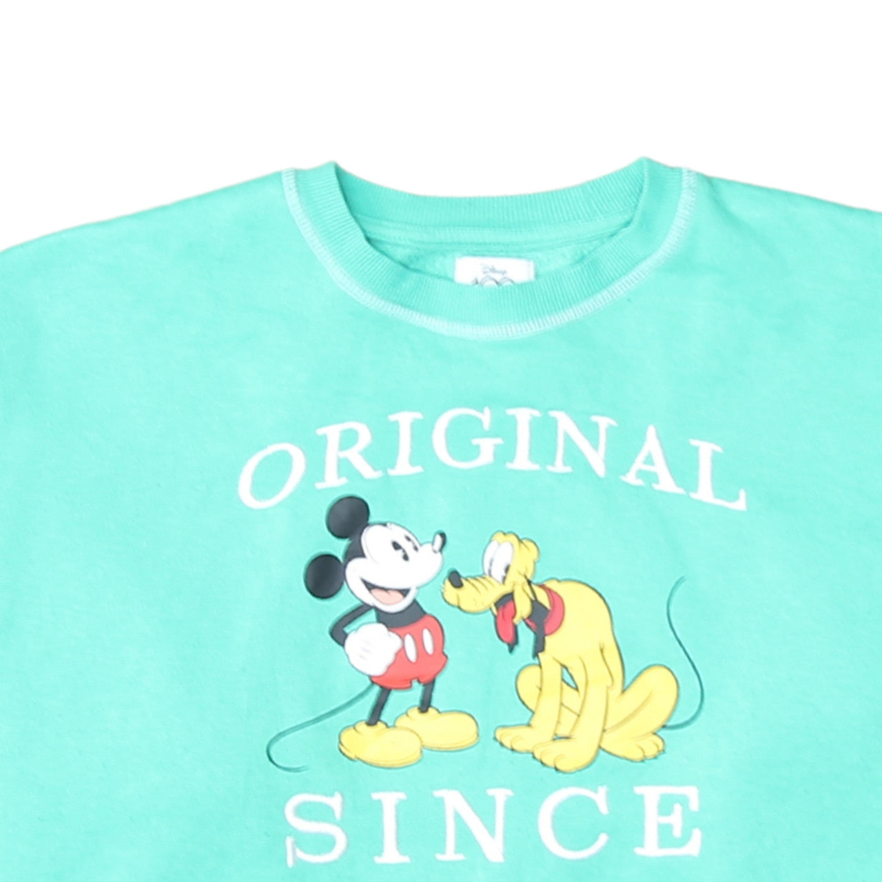 Disney x Primark Womens XS Green Mickey Pluto Graphic Sweatshirt