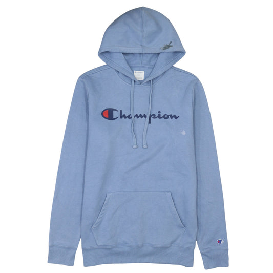 Champion Men's Blue Pullover Hoodie M Fleece Logo Sportswear