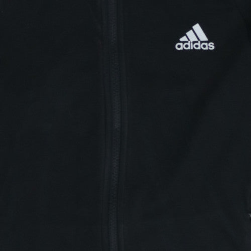 Additional view of Adidas women’s black full zip hoodie, size UK 8-10, fleece lined sportswear