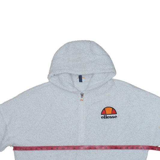 Ellesse Women’s White 1/4 Zip Hooded Pullover Sweatshirt UK 10