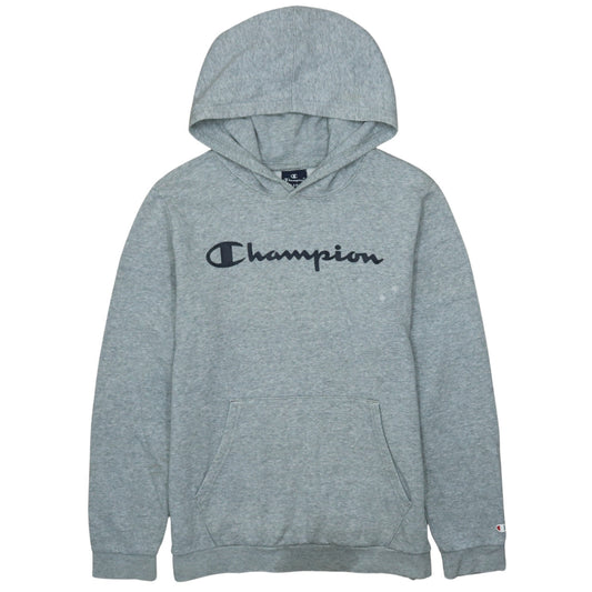 Champion Boys Grey Pullover Hoodie XL 13-14 Years Logo Print Cotton Blend