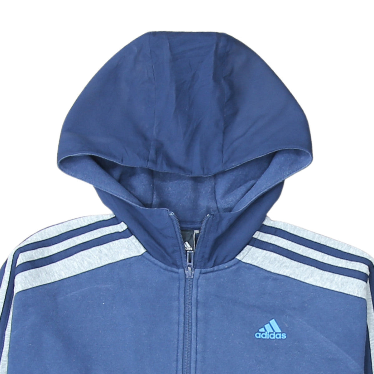Additional view of Adidas boys’ blue full zip hoodie, size 13, years logo sportswear