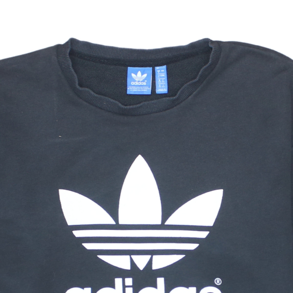 Additional view of Adidas Women Black Crew Neck Trefoil Logo Pullover Sweatshirt, size 8