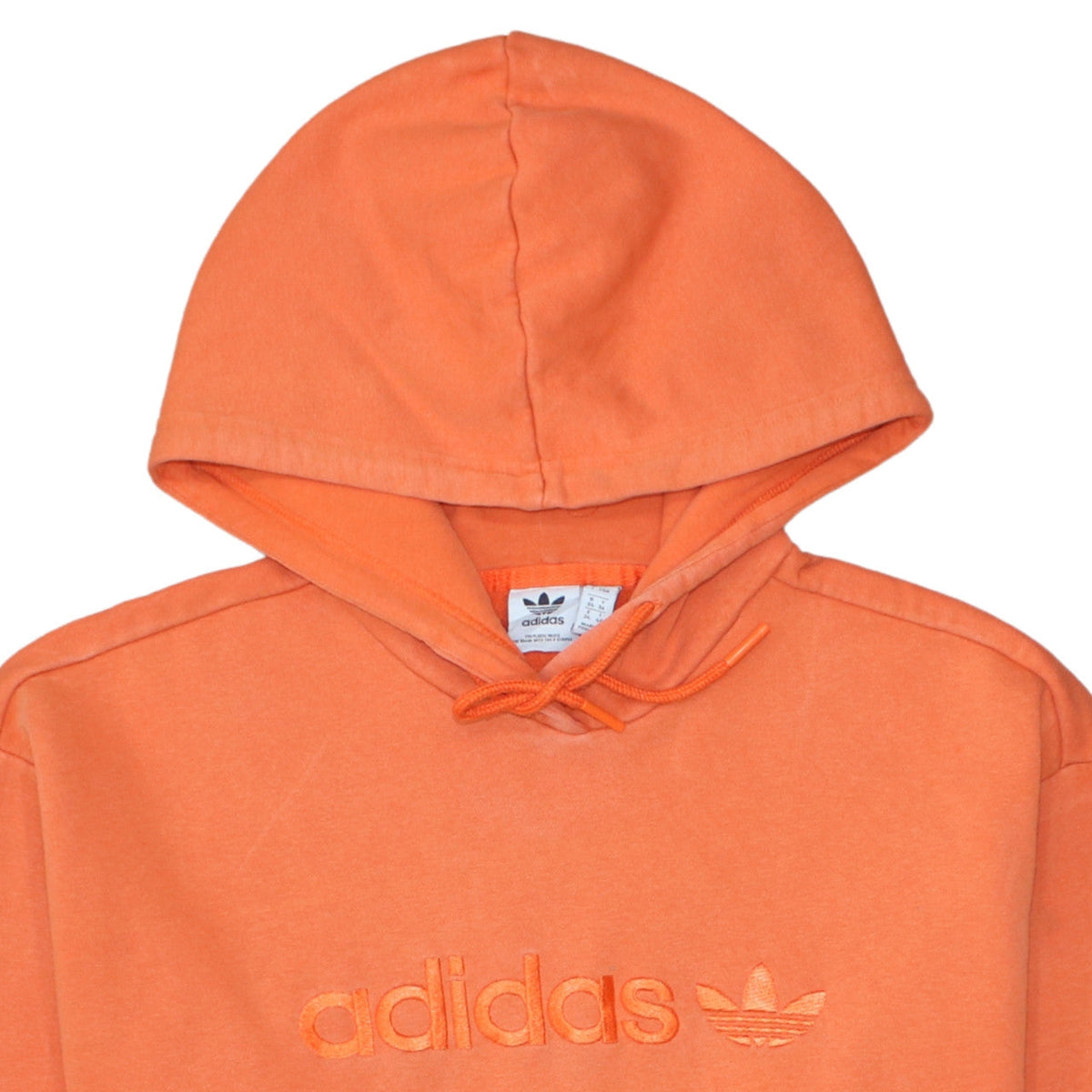 Additional view of Adidas women’s orange hooded pullover sweatshirt, size UK 8, cotton logo