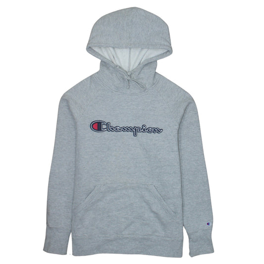 Champion Mens Grey Embroidered Logo Hoodie Medium Pullover Athletic