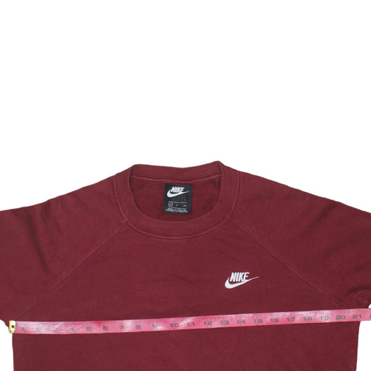 Nike Womens Burgundy Crew Neck Sweatshirt Size S Classic Logo Pullover