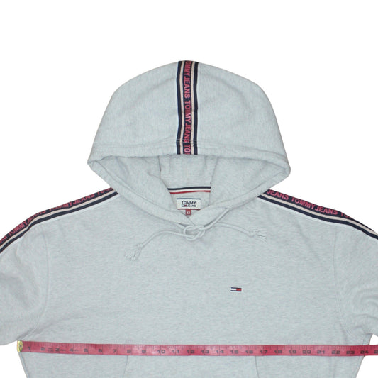 Tommy Jeans Womens Grey XS Pullover Hoodie Logo Tape Trim Casual