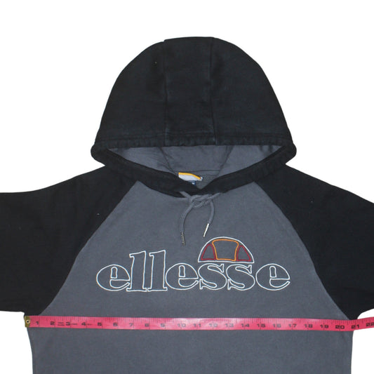 Ellesse Men’s Grey Black Pullover Hoodie M Embroidered Logo Sweatshirt