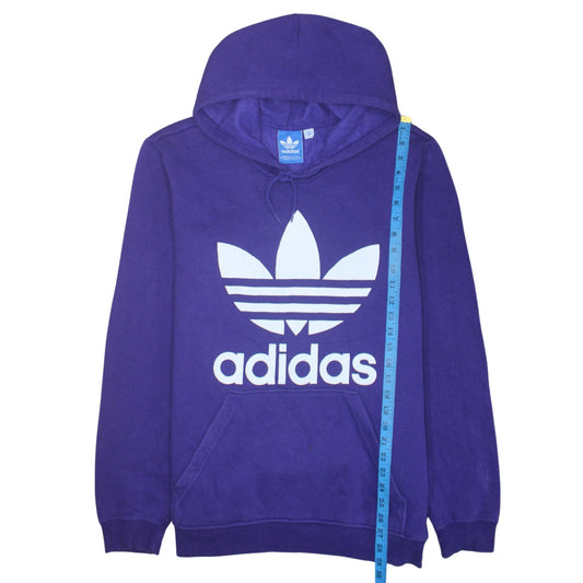 Adidas Mens Purple Pullover Hoodie L Logo Graphic Sweatshirt