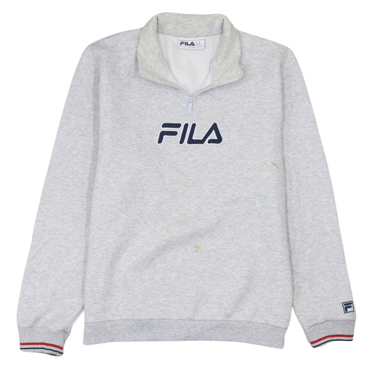 FILA Men's Grey XL 1/4 Zip Pullover Sweatshirt Classic Logo