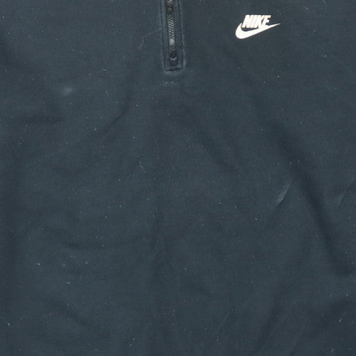 Nike Womens Black Oversized 1/4 Zip Sweatshirt S Logo Pullover