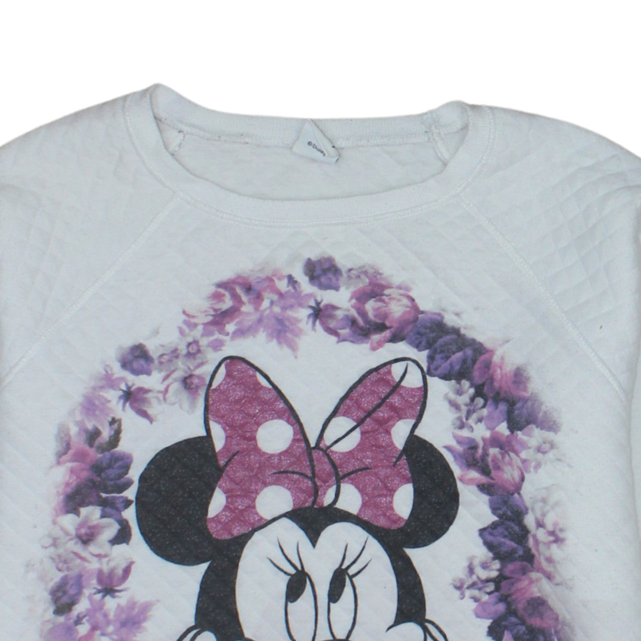 Disney Tu Women White Minnie Mouse Floral Sweatshirt Size 10