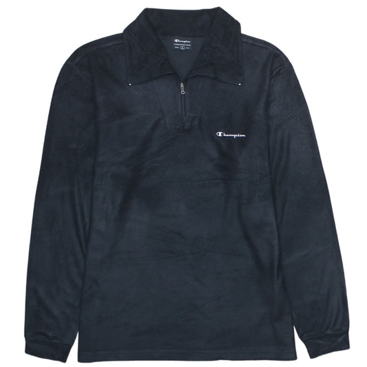 Champion Men's Black Fleece 1/4 Zip Sweatshirt L Regular Fit