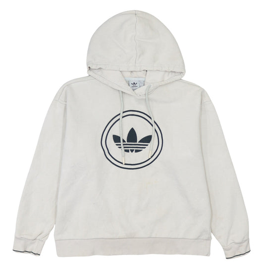 Adidas Mens White Pullover Hoodie Size S Sports Logo Sweatshirt
