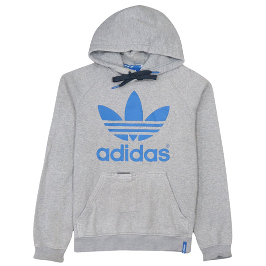 adidas Mens Grey Hoodie Medium Pullover Fleece Logo Sweatshirt