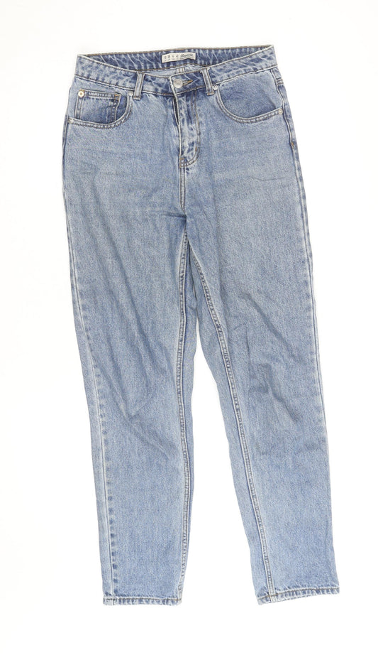 Additional front view of Denim Co Women Blue Mom Jeans, size 10, High Rise Classic Fit