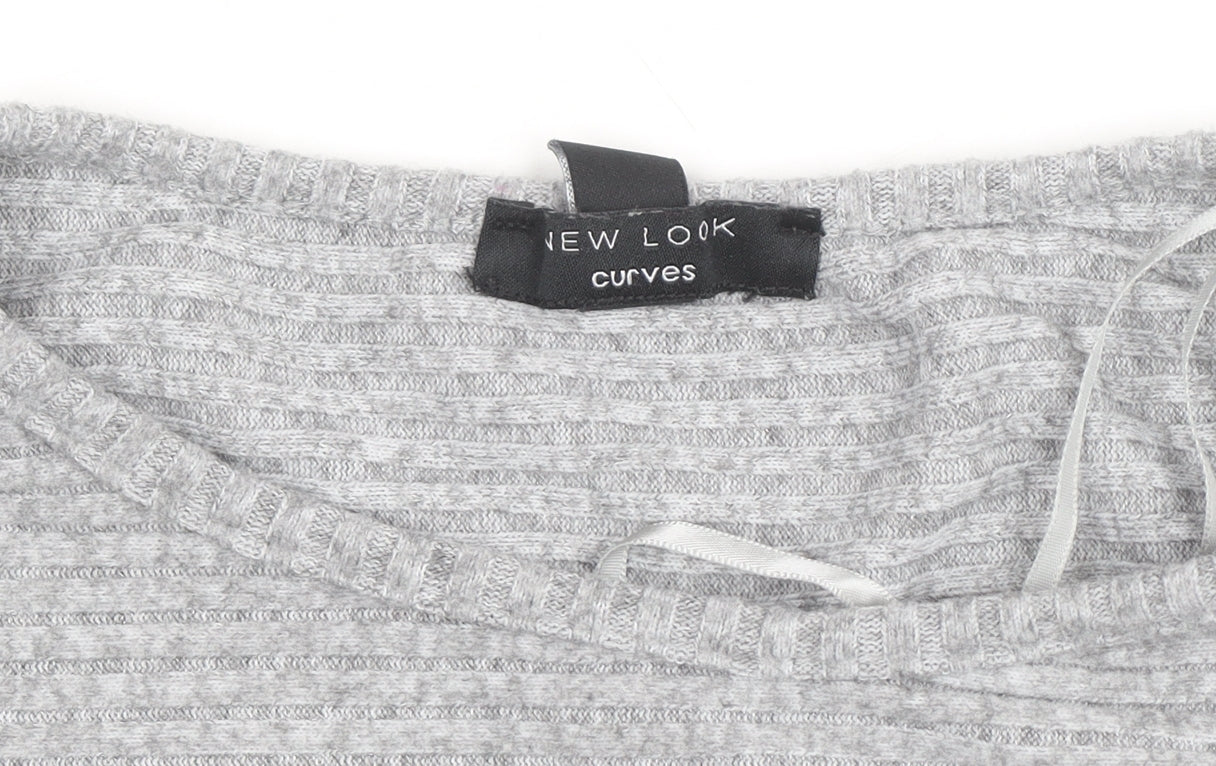 New Look Women’s Grey Plus Size 24 Curves Knit Pullover Jumper