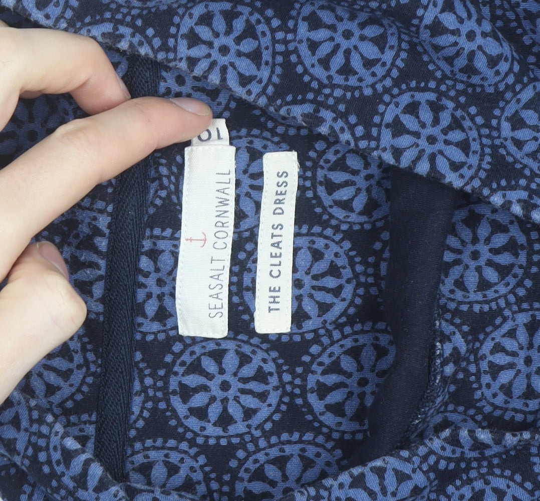 Seasalt Cornwall Women Blue Geometric Shift Dress Size 10