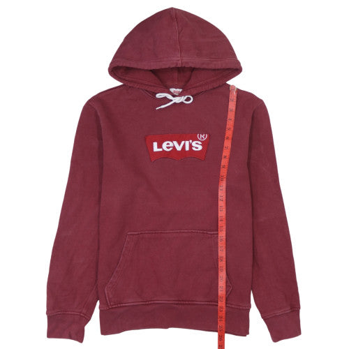 Levi's Men's Red Pullover Hoodie Medium Graphic Logo Fleece