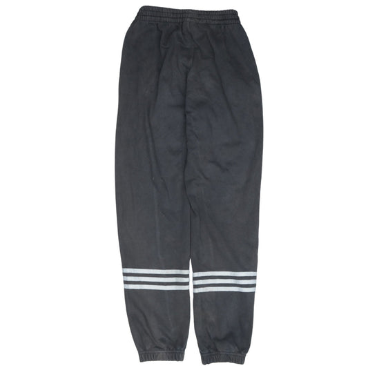 Adidas Boys Black Track Pants 11-12 Years Elastic Waist Fleece Joggers