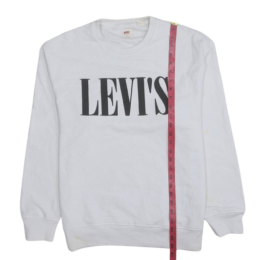 Levi's Men's White Relaxed Fit Crew Neck Logo Sweatshirt Size S