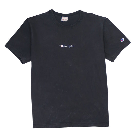 Champion Men's Black Small Cotton Crew Neck Logo T-Shirt