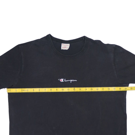 Champion Men's Black Small Cotton Crew Neck Logo T-Shirt