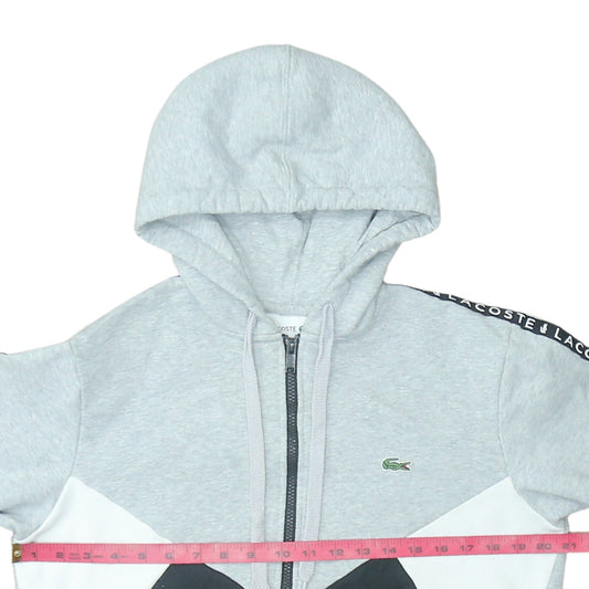 Lacoste Men’s Grey Full Zip Hoodie Size M Colour Block Logo Sweatshirt