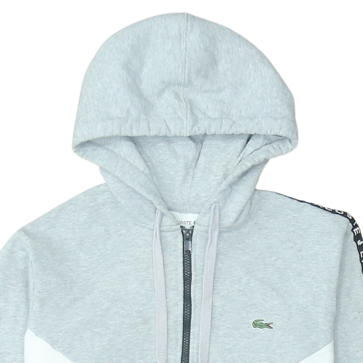 Additional view of Lacoste Men’s Grey Full Zip Hoodie, size M, Colour Block Logo Sweatshirt
