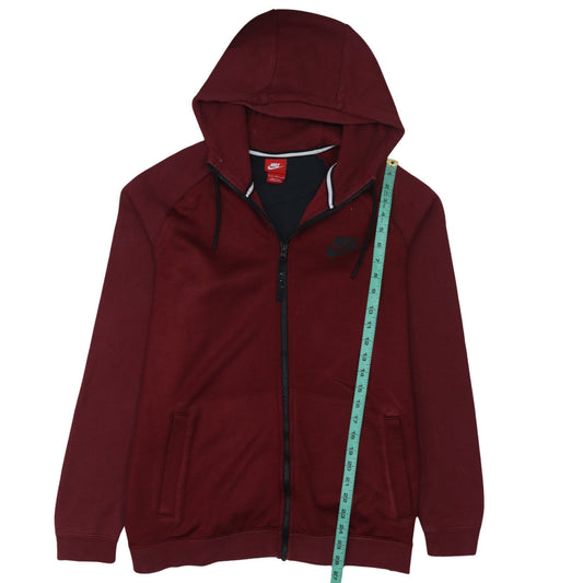 Nike Men's Red Full Zip Hoodie Size L Sportswear Fleece