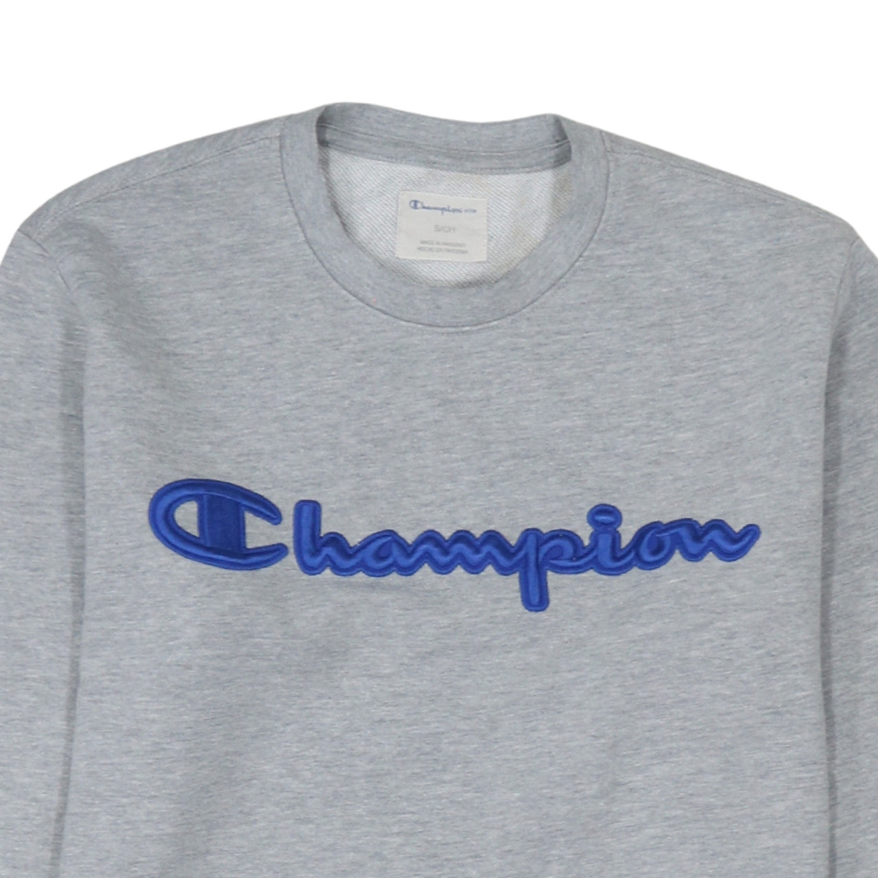 Champion Men's Grey Small Pullover Sweatshirt Crew Neck Embroidered Logo