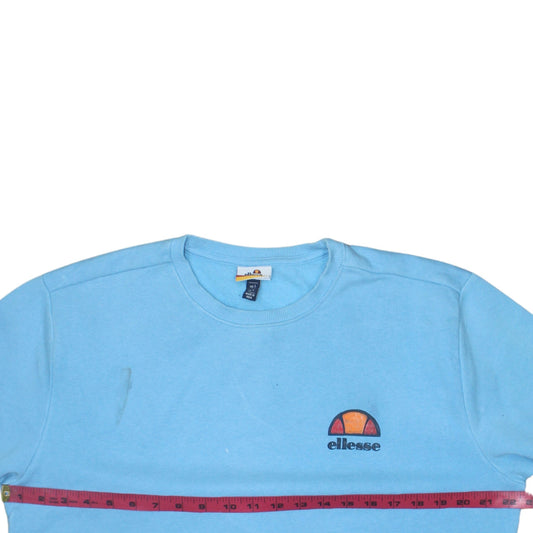 Ellesse Mens Blue Logo Pullover Sweatshirt Size L Crew Neck