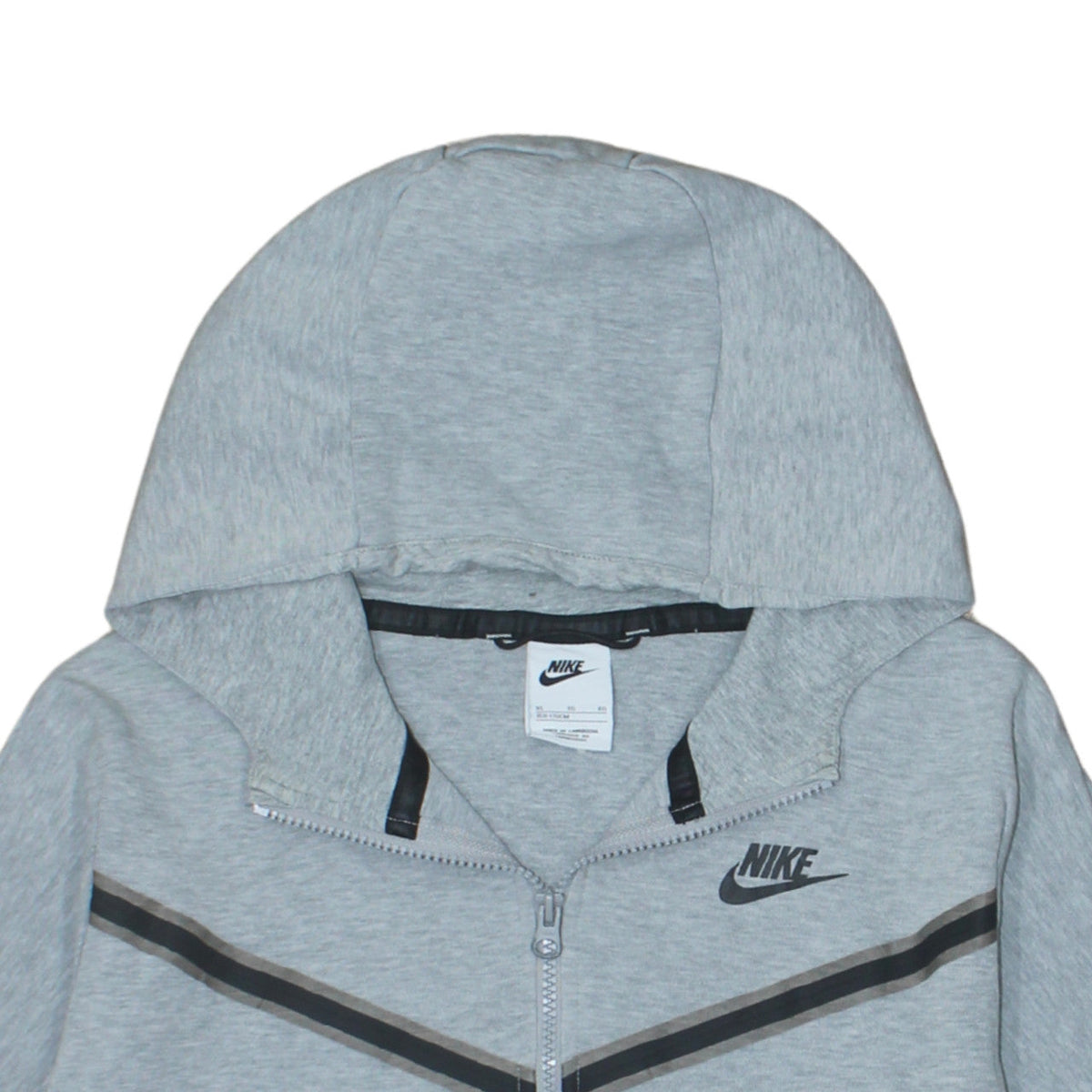 Additional view of Nike boys’ grey xl full zip hoodie with logo and pockets
