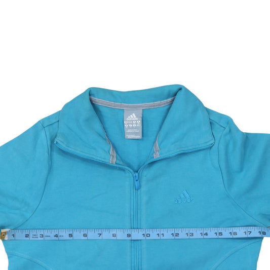 Adidas Women Blue Size 12 Track Jacket Full Zip Cotton Essentials