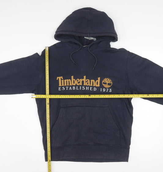 Timberland Men's Blue Logo Pullover Hoodie Size M Regular Fit