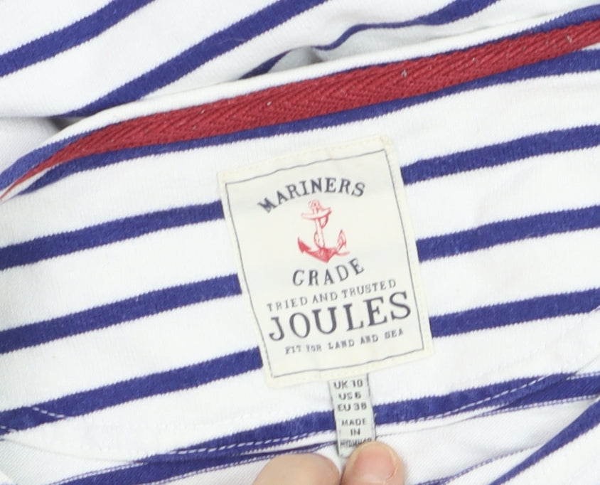 Joules Women’s Blue White Striped Long Sleeve Cotton Top UK10