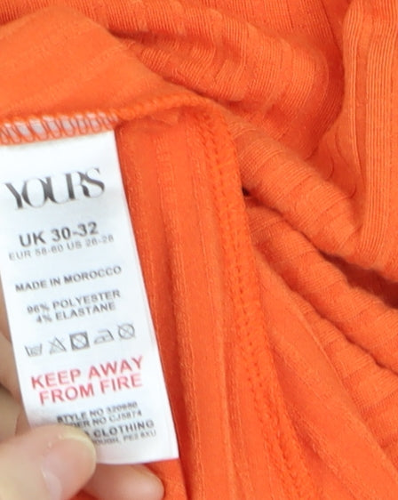 Yours Women's Orange Plus Size 30 Basic Round Neck T-Shirt